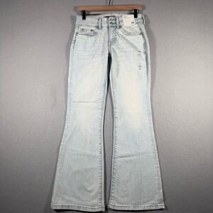 Aeropostale Womens Low Rise Flare Jeans Light Wash Blue Size 2R Regular 145424